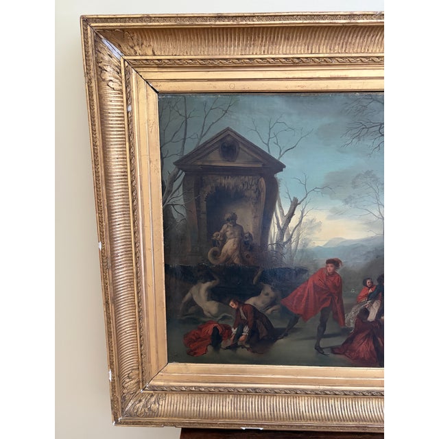 Antique Oil on Canvas Painting "A Skating Party" by Augustine Dallemagne For Sale - Image 4 of 18