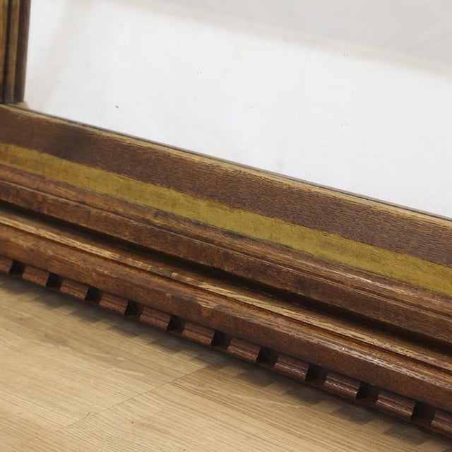 Rustic Large Oak Religious Church Frame with Mirror For Sale - Image 3 of 7