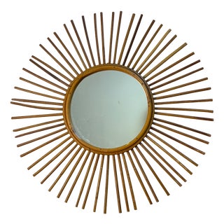 Large Vintage Rattan Mirror, France, 1960s For Sale