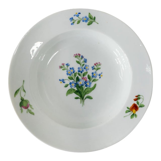 19th Century German Meissen Floral Bowl With Cancelled Mark For Sale