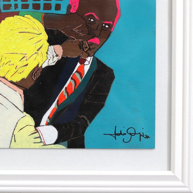 2020s Disagreement - Colorful Vibrant Figurative Mixed Media Textural Art Original Artwork by Fabio Coruzzi For Sale - Image 5 of 9