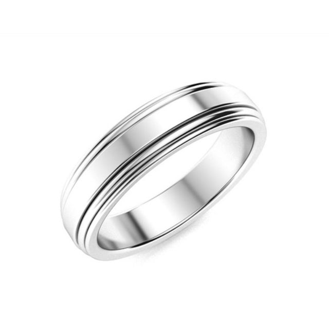 5.8 MM WIDE BEVELED EDGE Platinum Plain Wedding Band Ring 14.5 Grams, Estate For Sale - Image 14 of 18