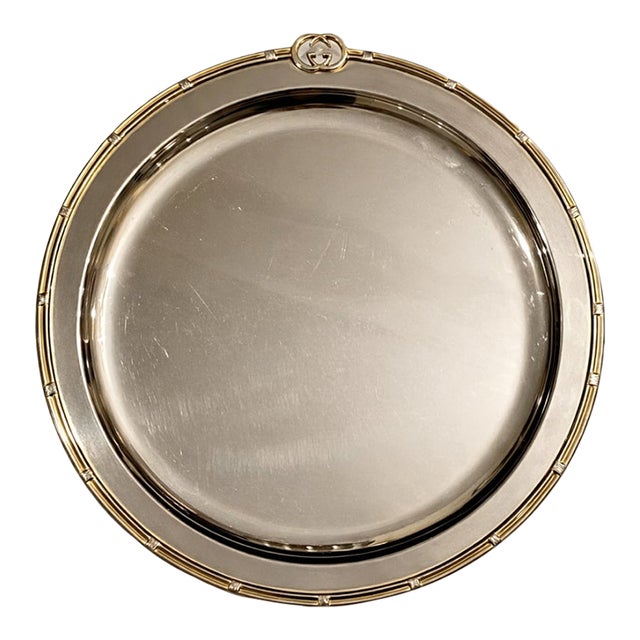 Vintage Gucci Silverplate Bar Cocktail Serving Tray Italy For Sale