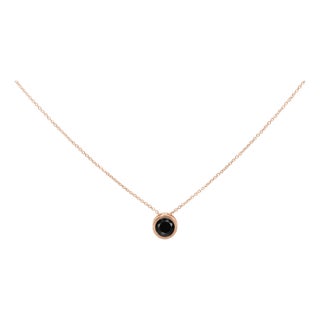 14K Rose Gold 4.0 Cttw Bezel-Set Black Round Diamond Solitaire Pendant Necklace (Black Color, I2-I3 Clarity) - 18" For Sale