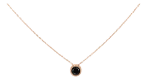 14K Rose Gold 4.0 Cttw Bezel-Set Black Round Diamond Solitaire Pendant Necklace (Black Color, I2-I3 Clarity) - 18"