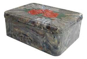 Large Mid-Century Chocolate Box in Marbled Polychrome Resin from Regibana, 1950s