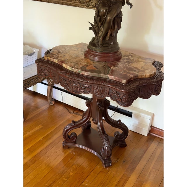 Brown Antique Victorian Rococco Revival Parlor Table For Sale - Image 8 of 10