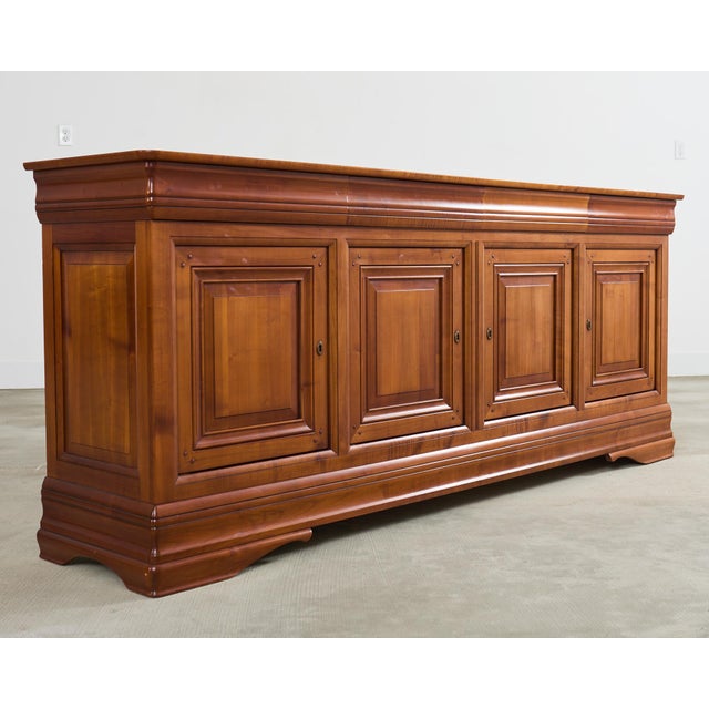 Mid 20th Century Grand French Louis Philippe Style Fruitwood Sideboard Enfilade For Sale - Image 5 of 12
