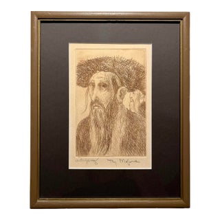 Rare C. 1960s Tony Mafia Jewish Figures Etching Artist Proof Signed Framed For Sale