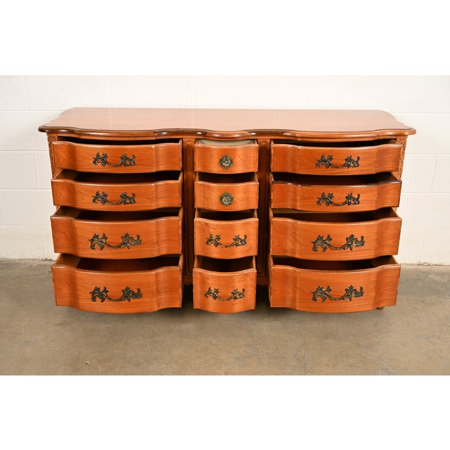 1960s Kent Coffey French Provincial Louis XV Cherry Wood Triple Dresser, Circa 1960s For Sale - Image 5 of 13