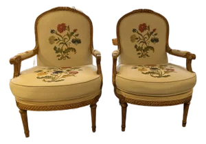 Antique French Louis XVI Style Gilded Wood Side Chairs