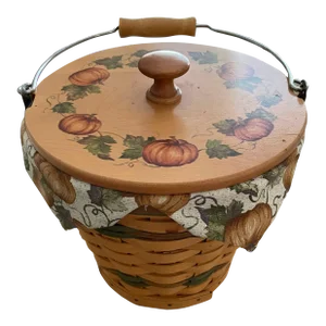 Vintage Longaberger Autumn Pail Basket With Pumpkin Patch Lid 2002