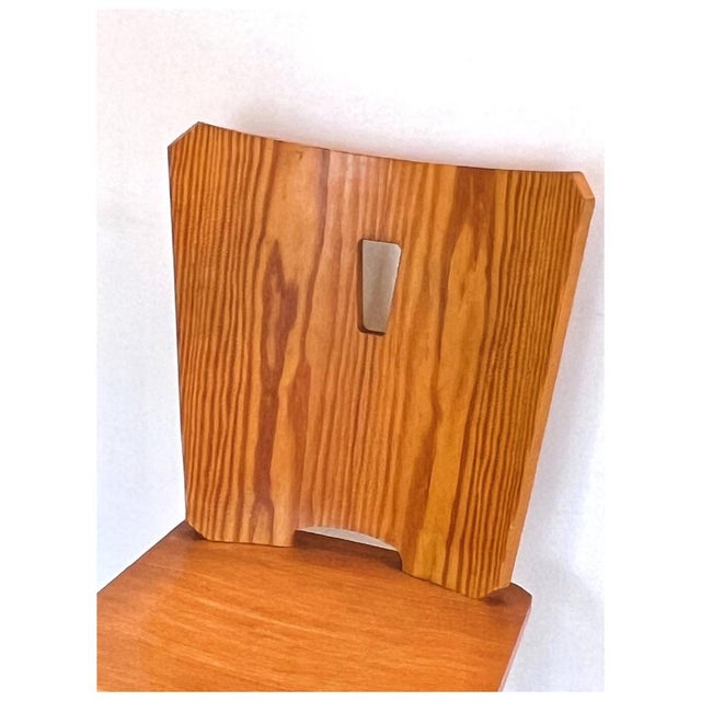 Set of Vintage Brutalist Pine Dining Chairs, in the style of Goran Malmvall, 1960s For Sale - Image 17 of 18