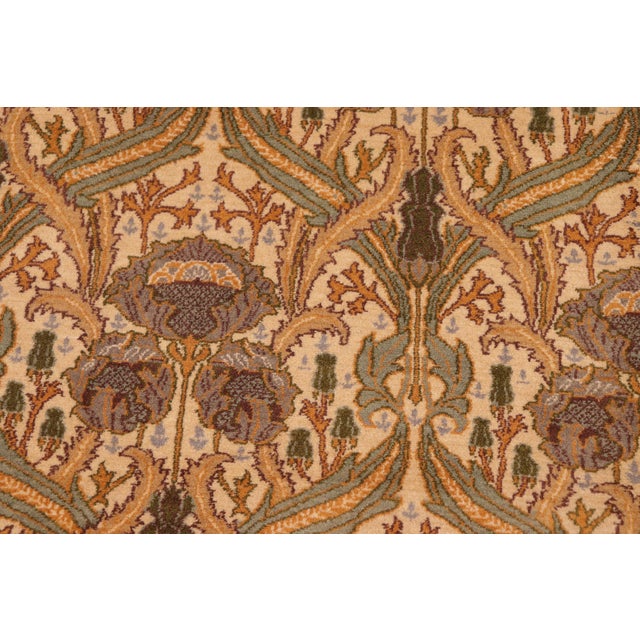 Art Nouveau Inspired 1990's Pak-Persian Beige/Green Wool Rug - 6'1'' X 9'9'' For Sale In New York - Image 6 of 9