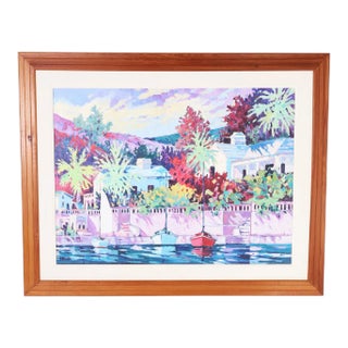 Painting on Canvas of a Tropical Scene For Sale