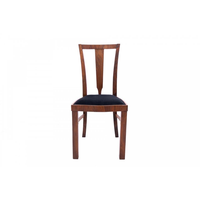 Brown Art Deco Round Table with Four Chairs, Poland, 1940s, Set of 5 For Sale - Image 8 of 18
