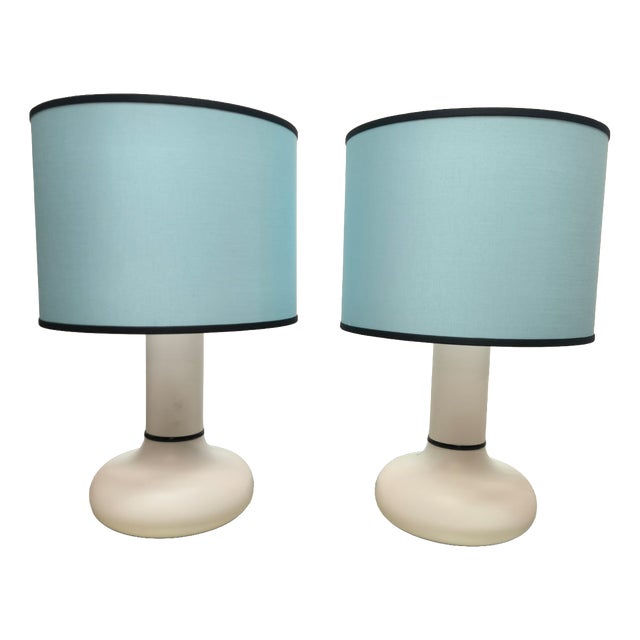 Vintage Blue Table Lamps, 1970s, Set of 2 For Sale
