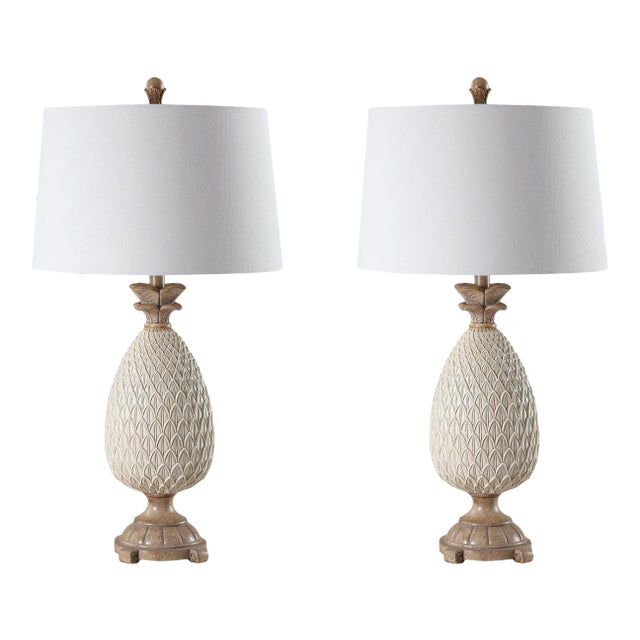 Table Lamp Antique Cream & Brown - a Pair For Sale