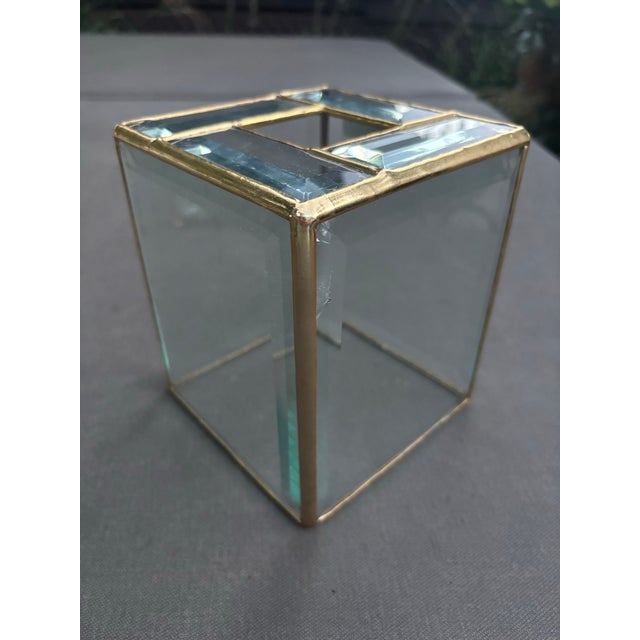 Vintage 1980s 24k Gold Leaded Beveled Glass Tissue Box Cover For Sale In Louisville - Image 6 of 10