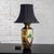 Victorian Early 20th Century Floral Table Lamp Hand Painted Porcelain Style of Royal Nippon Black Bell Shade For Sale - Image 3 of 18