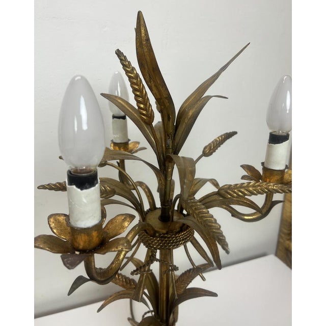 Gilt Sheaf of Wheat Table Lamps attributed to Hans Kögl, 1960s, Set of 2 For Sale - Image 9 of 16