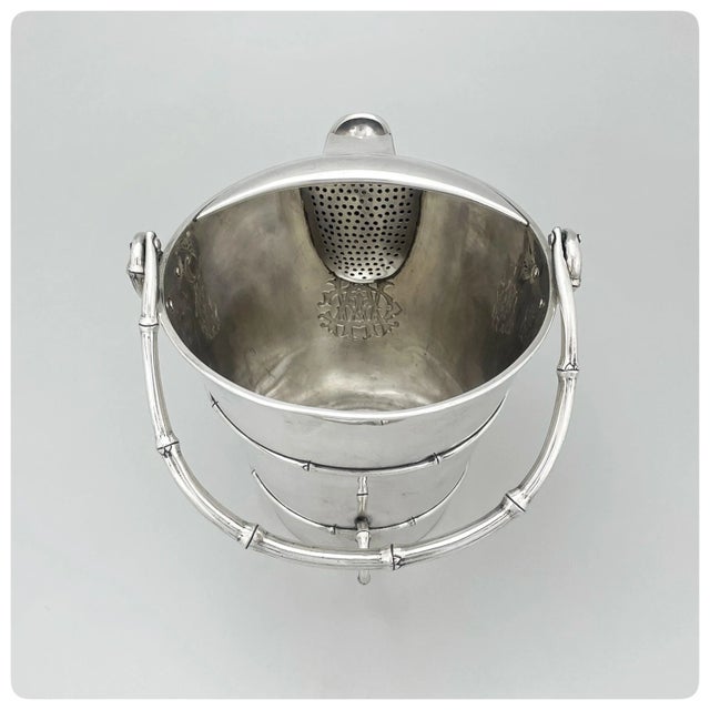 Japanese Sterling Silver Cocktail or Water Pitcher / Ice Bucket / Wine Cooler in the Shape of a Bucket, Arthur and Bond, Yokohama, Circa 1900 For Sale - Image 4 of 7