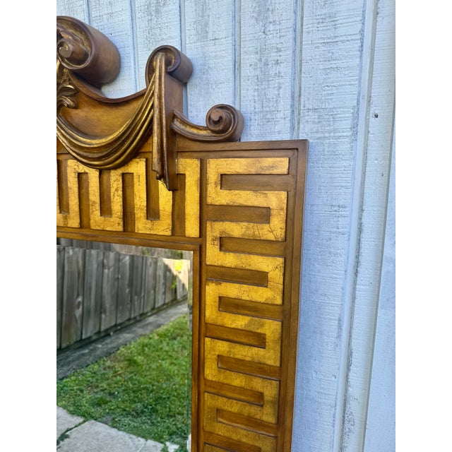 Glass Large 58 1/2” Decorator Neoclassic Greek Key Swag Top Mirror For Sale - Image 7 of 9