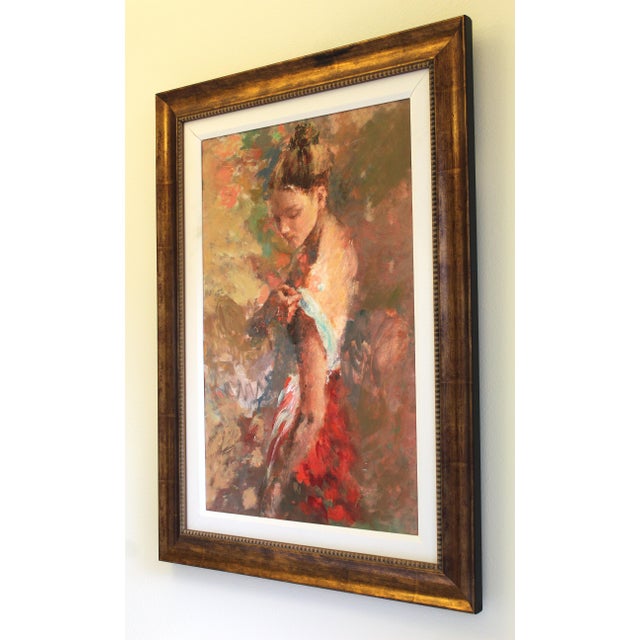 2000 - 2009 Hua Chen "Serenity" Hand-Embellished Artist's Proof Giclée on Canvas, 2004, Bronze Frame For Sale - Image 5 of 15