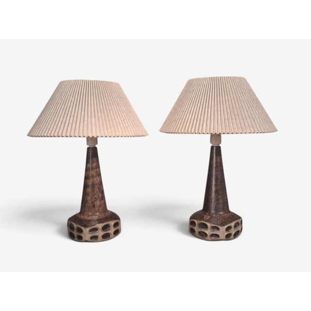 Marianne Starck, Large Table Lamps, Brown Stoneware, Denmark, 1960s For Sale - Image 4 of 15