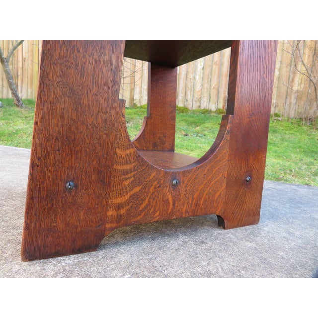 Antique Arts & Crafts Mission Oak Magazine Rack Stand Bookshelf | Chairish