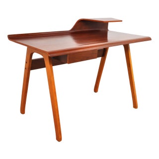 Vintage Teak Bent Desk, 1980s For Sale