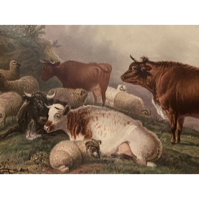 Wood Pair of Berlin Porcelain Plaques 19th Century of Animals in Highland Settings For Sale - Image 7 of 12