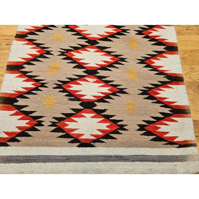Vintage Native American Navajo Rug, Handwoven Wool, Allover Diamond Pattern, 3x5 For Sale - Image 10 of 15
