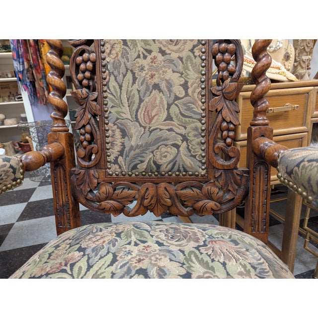 1940s Carved French Arm Chair For Sale - Image 4 of 9