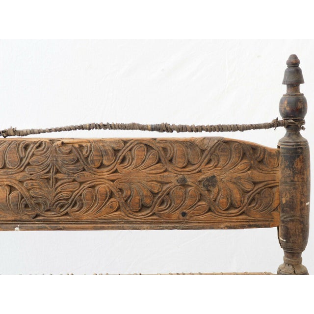 Low 2-Seater Cedar Chair, Nuristan, Afghanistan, 1890s For Sale - Image 12 of 18