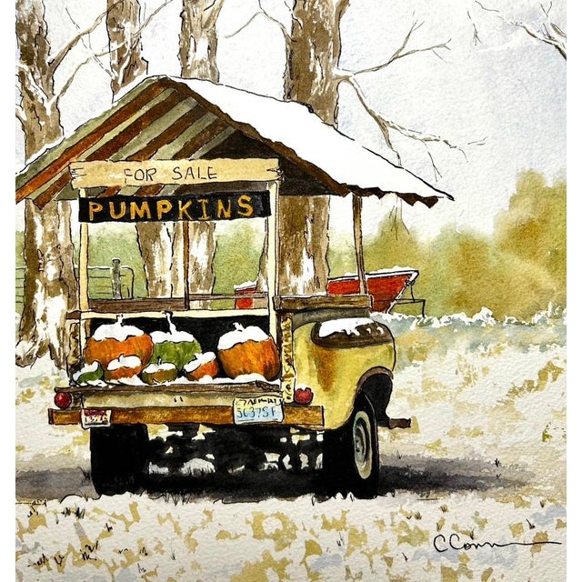 Illustration Giclee Print Watercolor Painting of “Pumpkin Cart” For Sale - Image 3 of 4