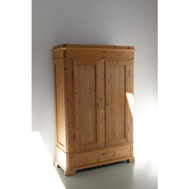 Rustic Antique Farmhouse Danish Pine Wardrobe, 1880s For Sale - Image 3 of 18