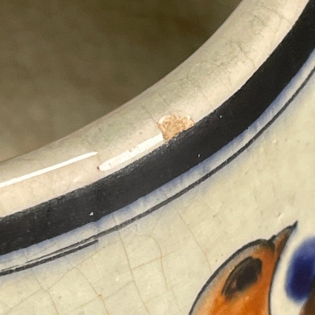 Vintage 70s Mexican Hand Painted Pottery Coffee Tea Mug With Birds Signed Cat Tonala For Sale - Image 9 of 12