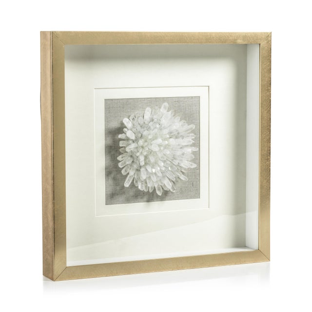 Contemporary Carey Gold Framed Crystal Flower Wall Décor For Sale - Image 3 of 3