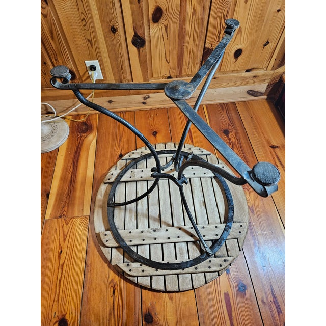 Original 1980's Smith & Hawken Bistro Teak Wood and Cast-Iron Table and 2 Chairs For Sale In Charlotte - Image 6 of 12