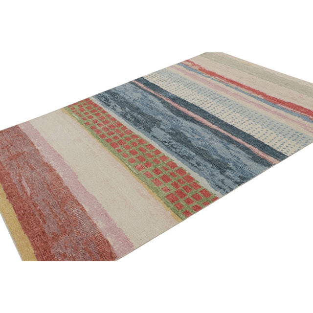 Rug & Kilim Rug & Kilim’s Distressed Contemporary Abstract Runner in Polychromatic Patterns For Sale - Image 4 of 7