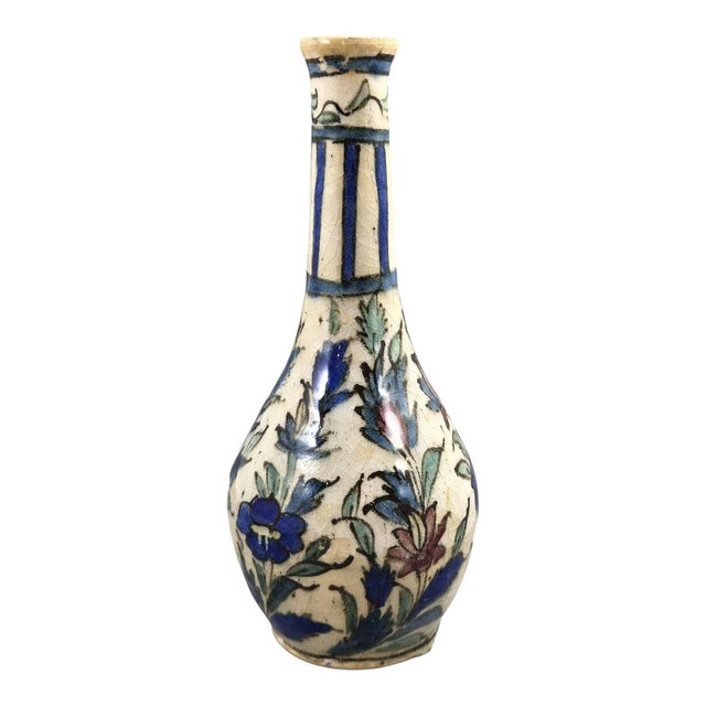 Large Qajar Stonepaste Bottle Vase with Portrait Decoration, 1850 For Sale - Image 3 of 10