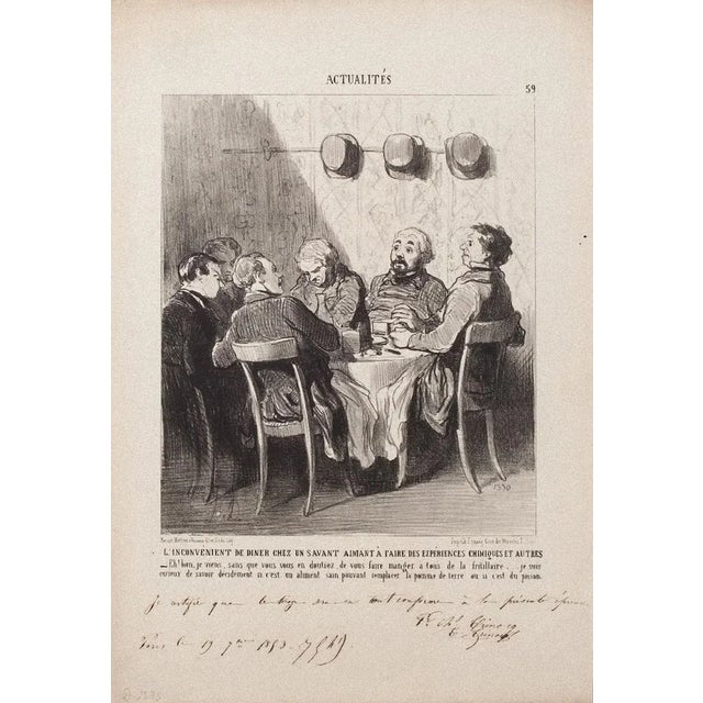 Honoré Daumier - the Diner Downside In A Savant- Original Lithograph - 1853 For Sale - Image 3 of 3