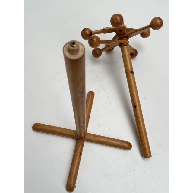 Vintage Swedish Pine Free-Standing Coat Rack, 1970s For Sale - Image 9 of 11