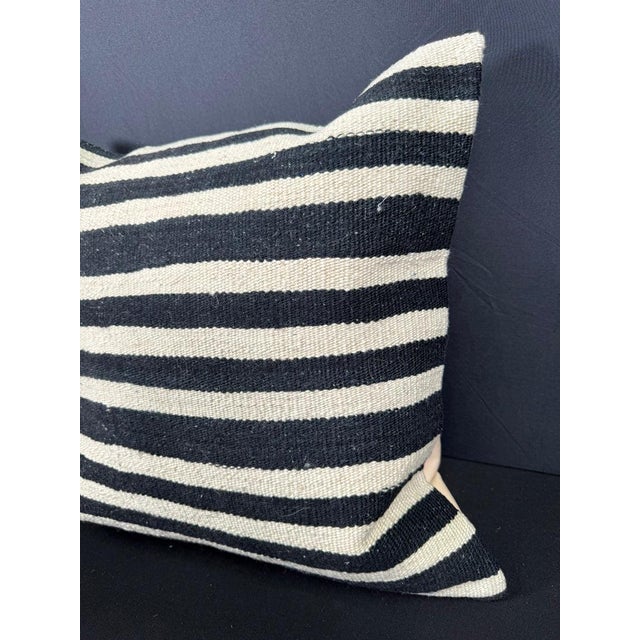 Contemporary Turkish Hemp Pillow Cushion Natural Beige Black Pillow Cushion Cover 20x20 For Sale - Image 3 of 4