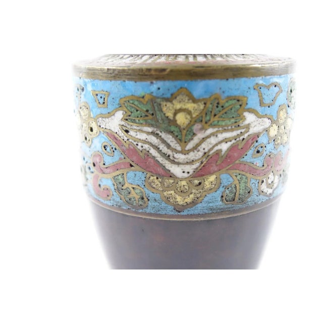 Chinese Early 19th Century Antique Chinese Bronze Cloisonne - A Pair For Sale - Image 3 of 11