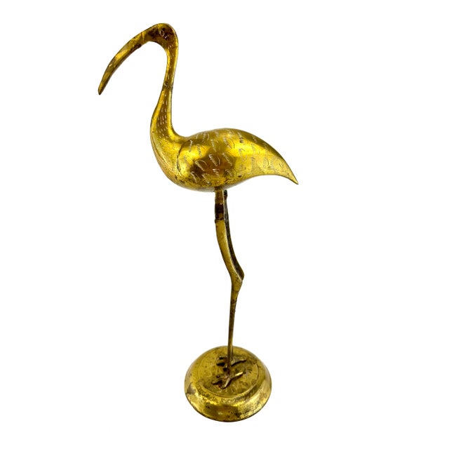 Brass Vintage Mid Century Tall 19-Inch Brass Crane Sculptures, Set of 3 For Sale - Image 8 of 12