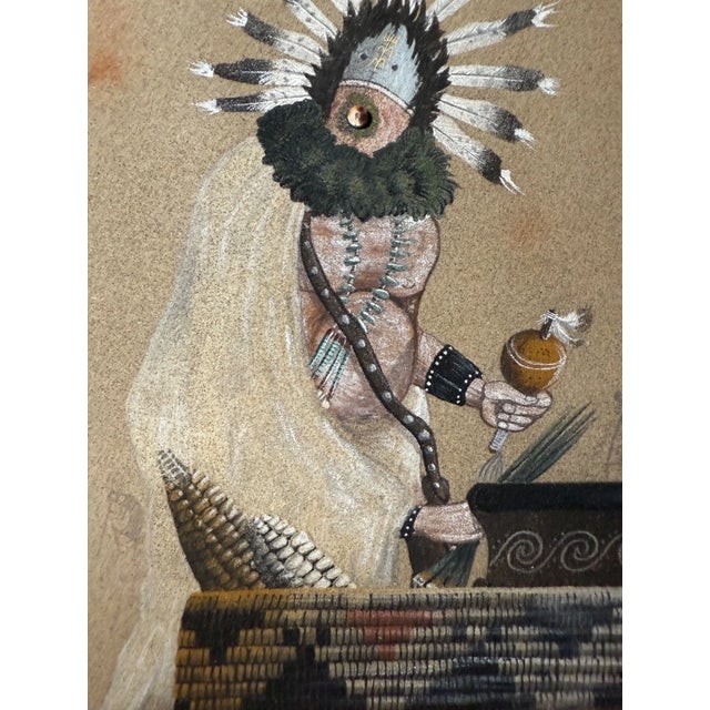 Paint 1980s Original Native American Navajo Indian Sand Painting by Harvey Wareagle Begay For Sale - Image 7 of 12