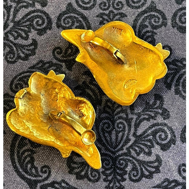 Pair of Bronze and Enamel Earrings Line Vautrin For Sale - Image 9 of 10