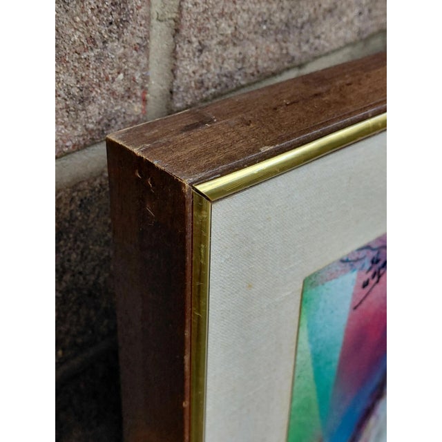 Yellow Framed Signed J. Akston "Untitled, 1975" Painting For Sale - Image 8 of 11